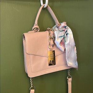 Aldo Blush Crossbody Bag with Floral Scarf